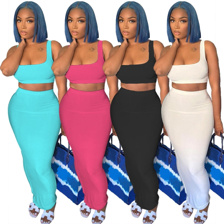 "All Eyes on Me" White Sports Bra & Midi Skirt Set