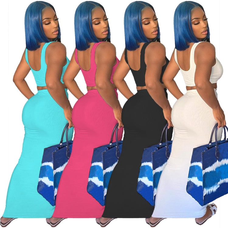 "All Eyes on Me" White Sports Bra & Midi Skirt Set