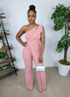 "Iconic Allure" One-Shoulder Wide-Leg Jumpsuit