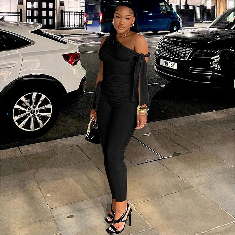 Off-Shoulder Lace-Up Summer Set (2-Piece)