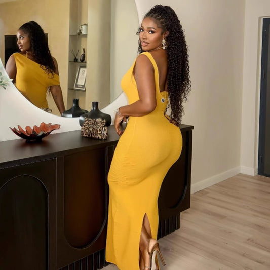 The Ebony Muse One-Shoulder Dress