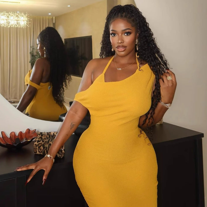 The Ebony Muse One-Shoulder Dress