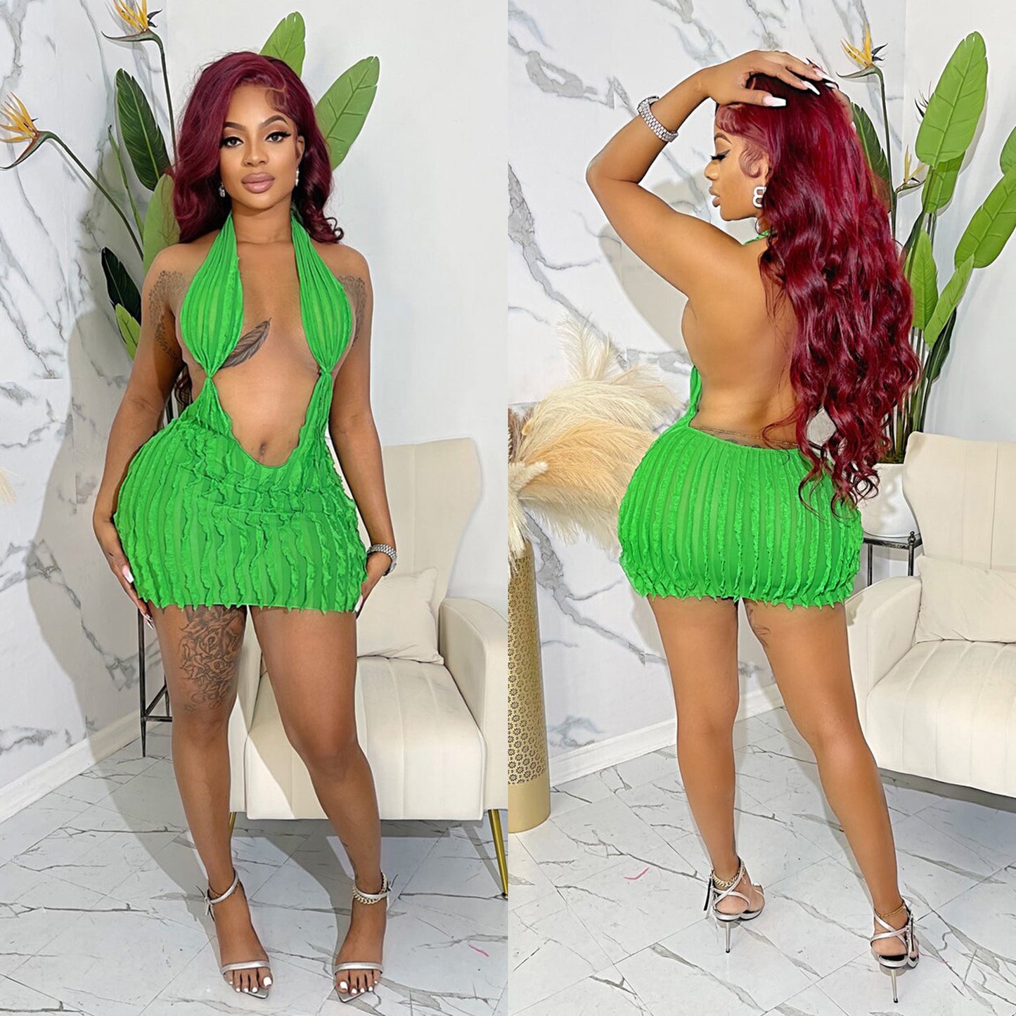 Sculpted Siren Hollow Wave Bodycon Dress – Curve-Hugging Stretch Fit