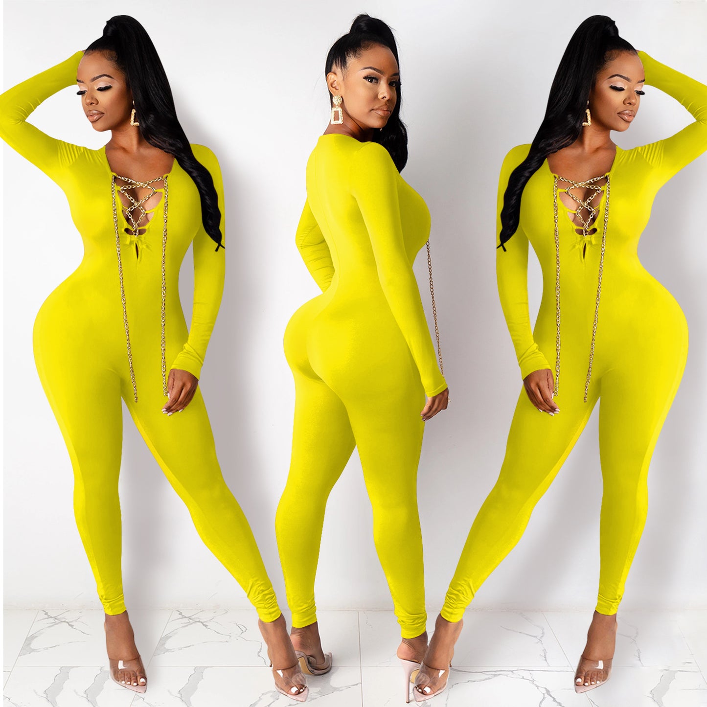 Cross Me Once Chain Lace-Up Jumpsuit – Luxe Diva Fit | Diva Icon Exclusive