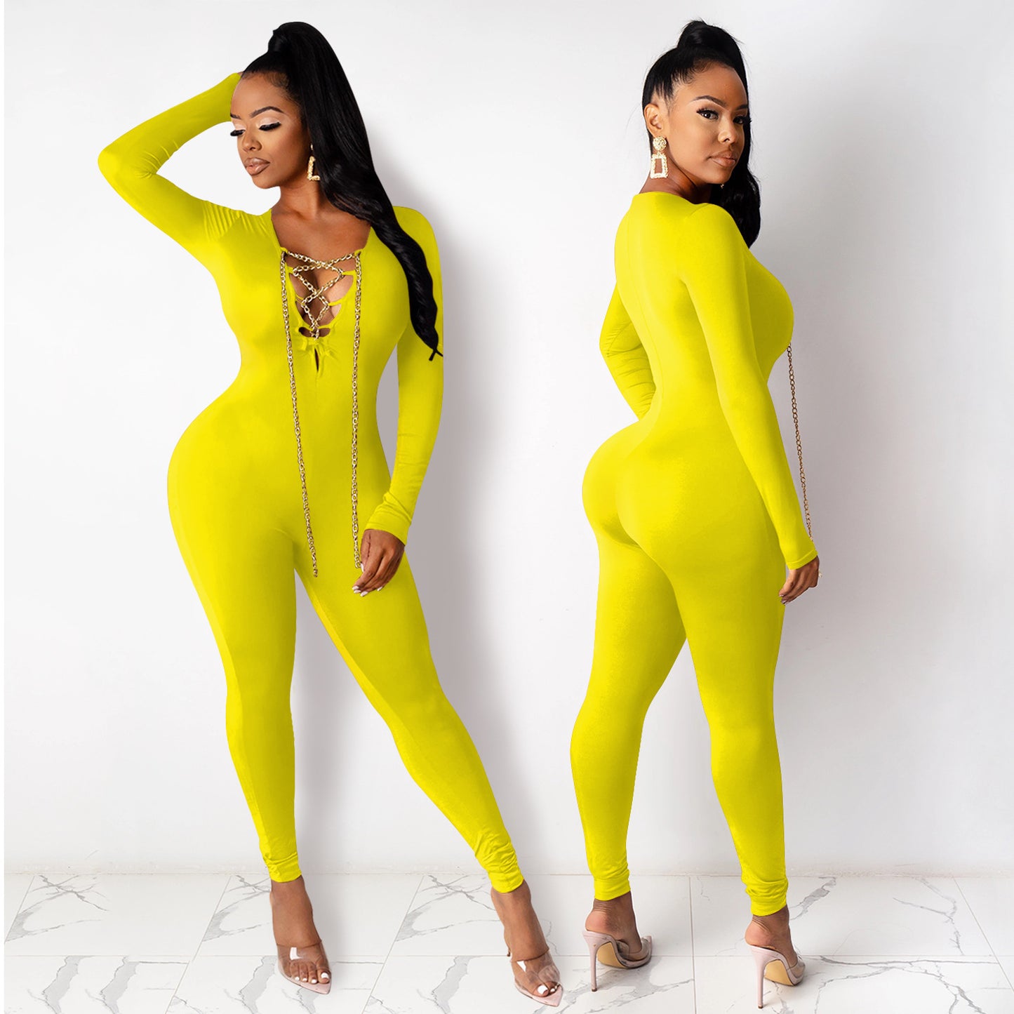 Cross Me Once Chain Lace-Up Jumpsuit – Luxe Diva Fit | Diva Icon Exclusive