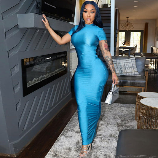 The Essence | Short Sleeve Slit Bodycon Dress