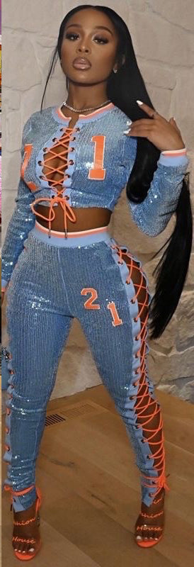 The Lace Code Set — Cut-Out Long Sleeve & Pants Two-Piece