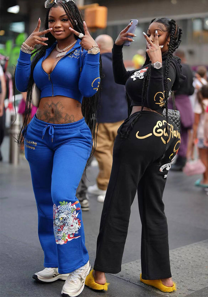 "Street Queen" Printed Tracksuit Set