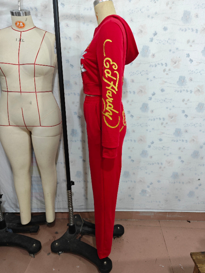 "Street Queen" Printed Tracksuit Set