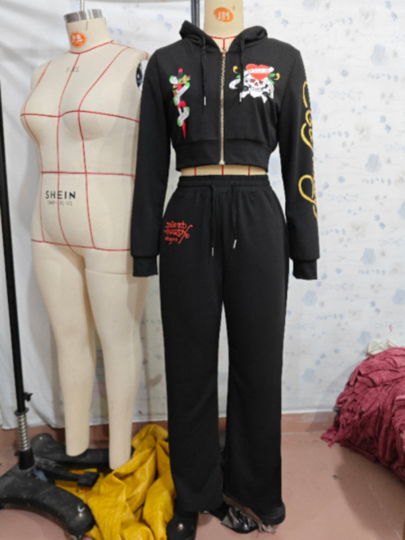 "Street Queen" Printed Tracksuit Set