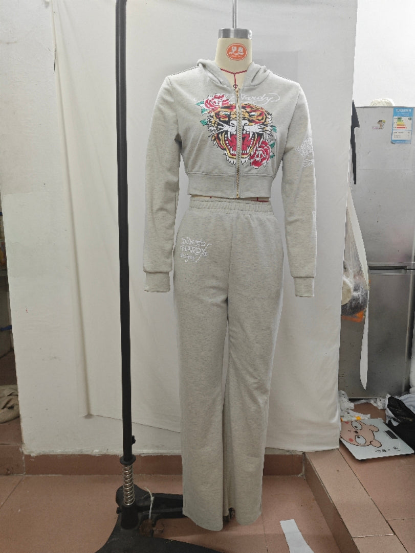 "Street Queen" Printed Tracksuit Set
