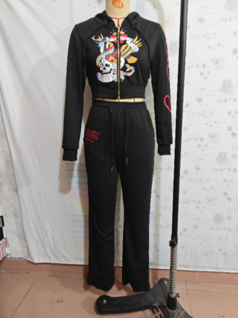 "Street Queen" Printed Tracksuit Set