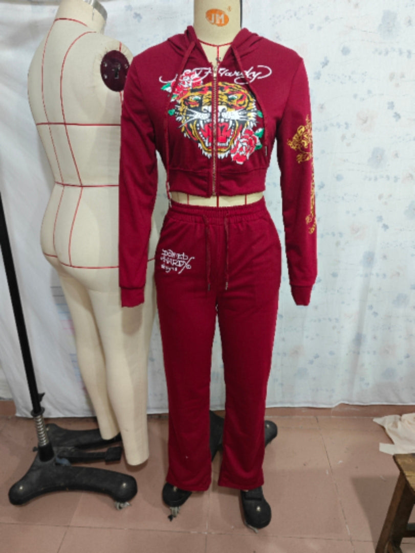 "Street Queen" Printed Tracksuit Set