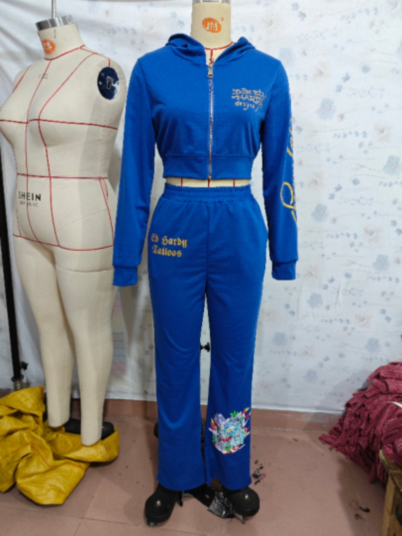 "Street Queen" Printed Tracksuit Set