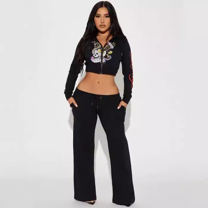 "Street Queen" Printed Tracksuit Set