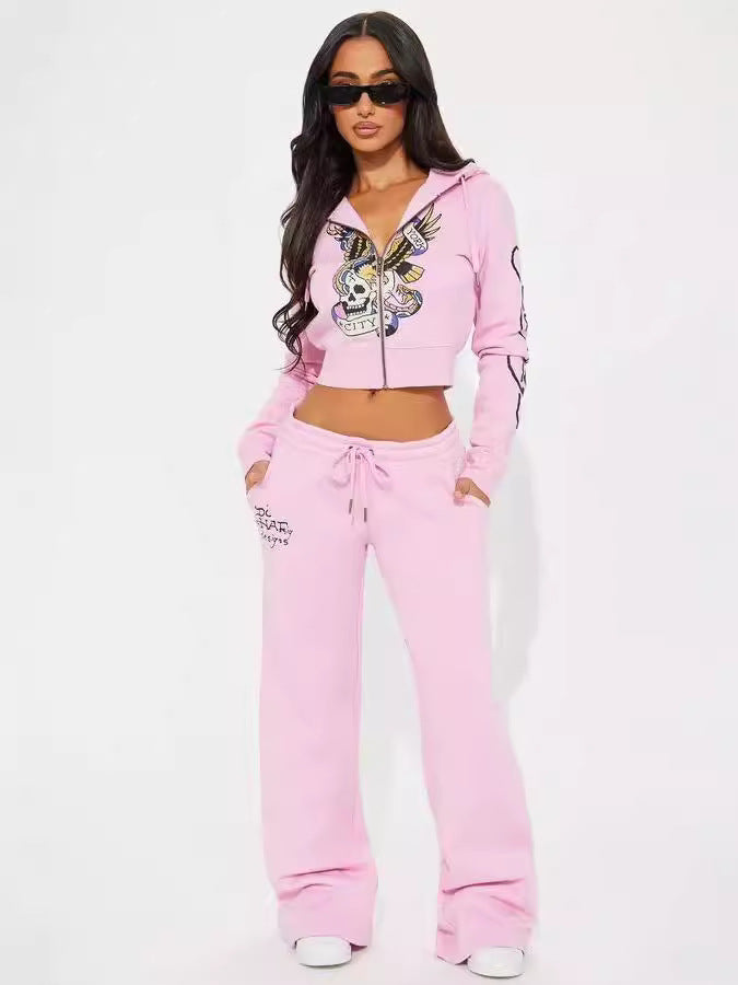 "Street Queen" Printed Tracksuit Set