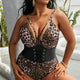 "Wild Allure" Leopard Print Backless One-Piece Swimwear