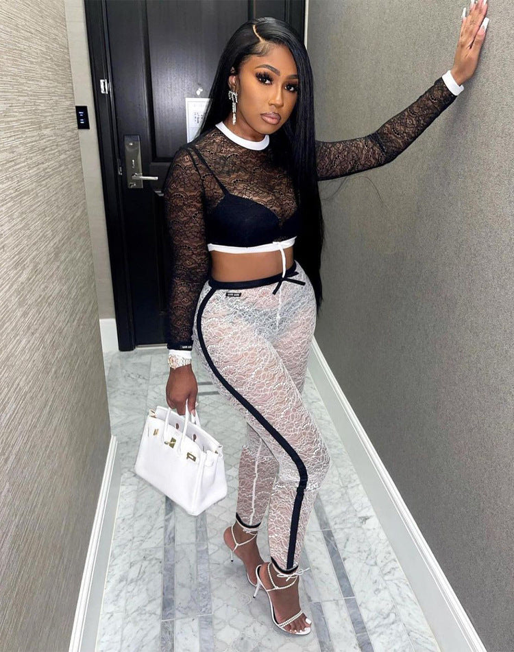 The Lace Allure Crop Two-Piece Set