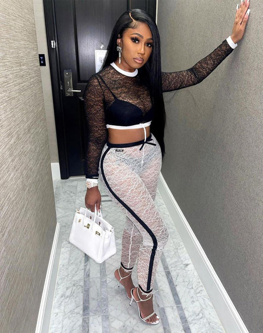 The Lace Allure Crop Two-Piece Set