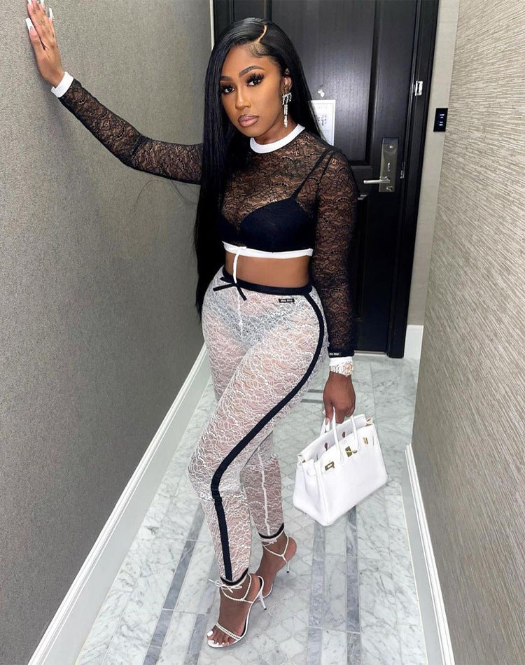 The Lace Allure Crop Two-Piece Set