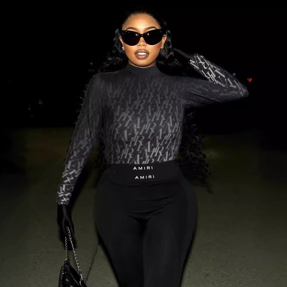 The Gradient Goddess Set — High Neck Long-Sleeve Two-Piece