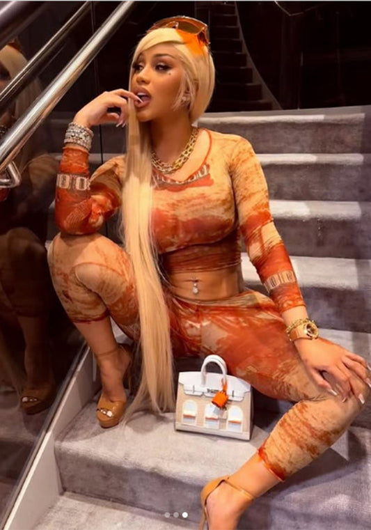 Spring Mesh Vibe Set – Printed Long Sleeve Top & Pants (2PC)