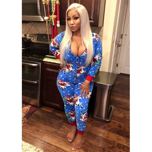 Striped Holiday Zip Jumpsuit – Cozy Sleigh Nights