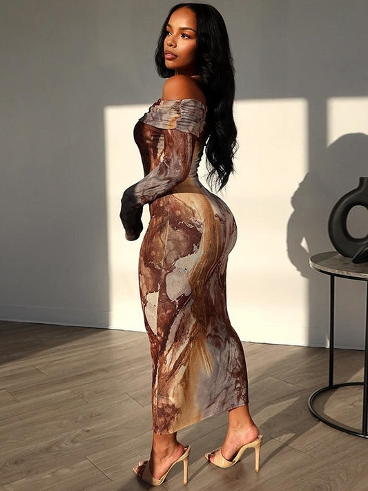 Retro Muse Off-Shoulder Midi Dress