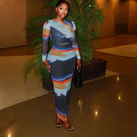 Printed Long Sleeve Bodycon Dress – Luxe Curve Edition