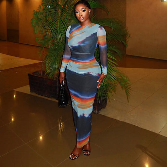 Printed Long Sleeve Bodycon Dress – Luxe Curve Edition