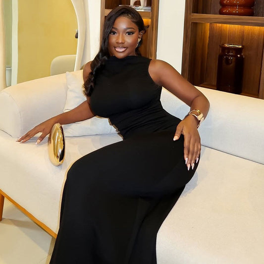 The Divine Allure Dress – High-Neck Backless Elegance