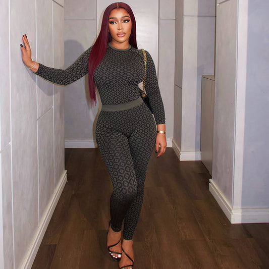 Printed Long Sleeve Jumpsuit – Sleek, Sexy & Statement-Making