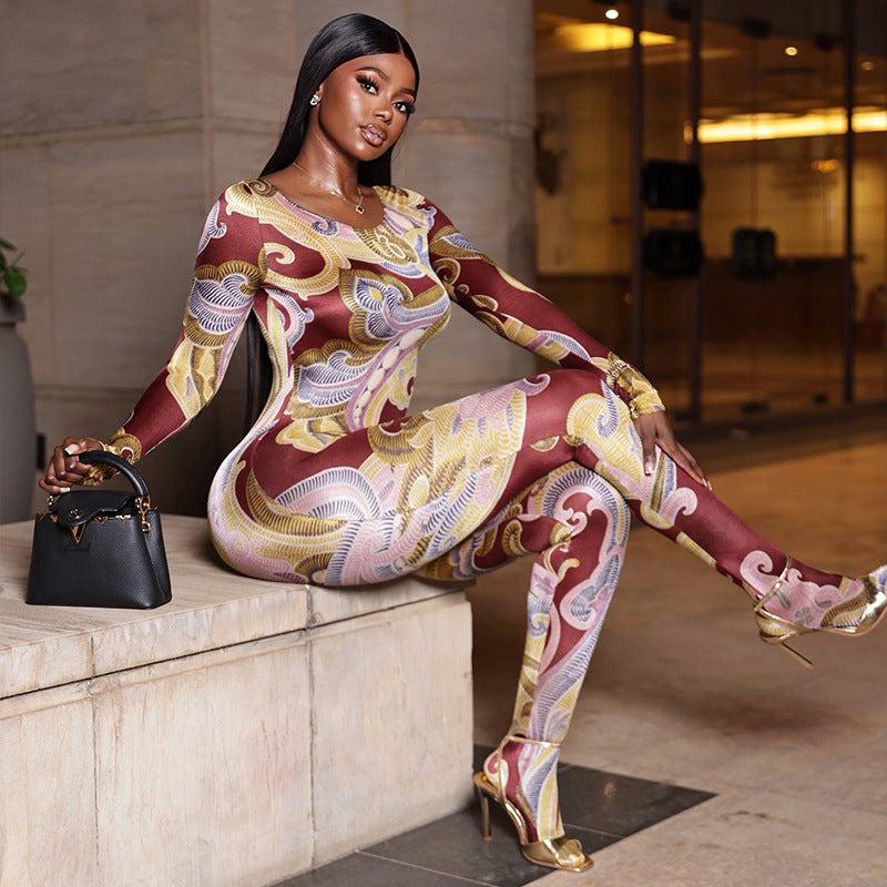 The Mirage | Printed Long Sleeve Jumpsuit