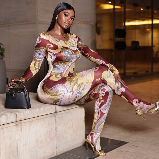 The Mirage | Printed Long Sleeve Jumpsuit