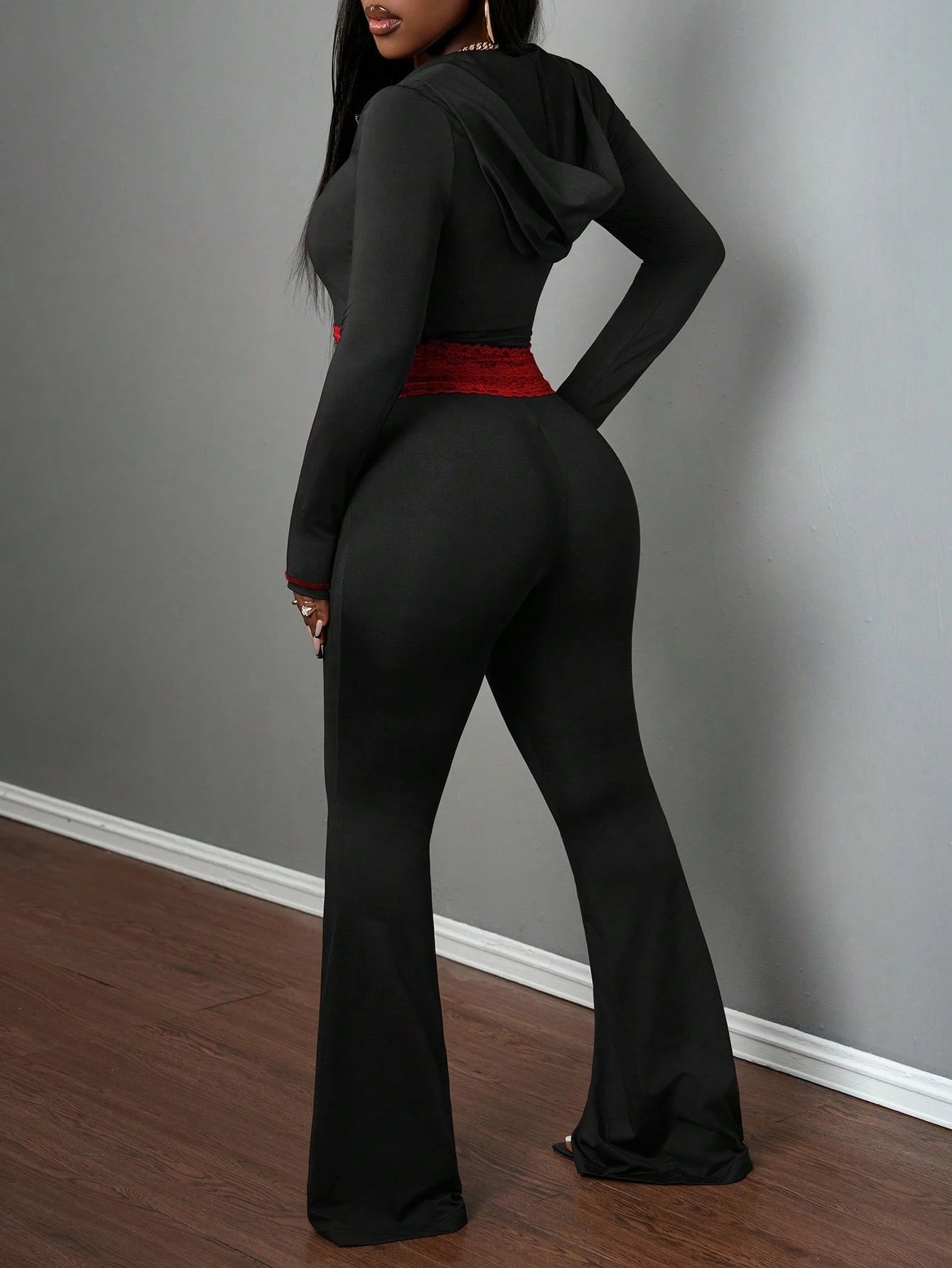 The Lace Luxe Patchwork Hooded Two-Piece Set