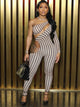 Striped Temptation – Cutout Slim Fit Jumpsuit