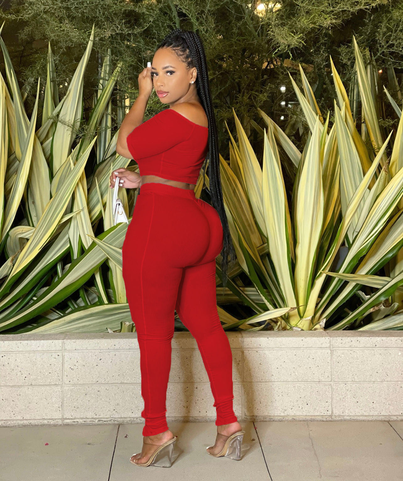 🌸 The Summer Muse Set – Off-Shoulder Button Detail Two-Piece