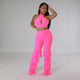 Tassel Temptation – Mesh Halter Crop Top & Pants Two Piece Set