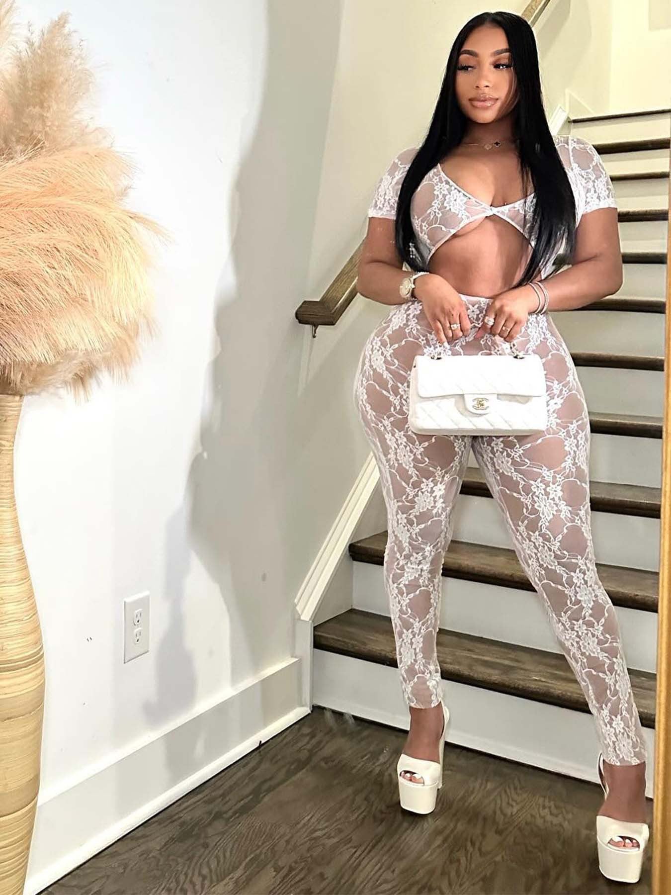 Midnight Lace Sleeve Crop Jumpsuit